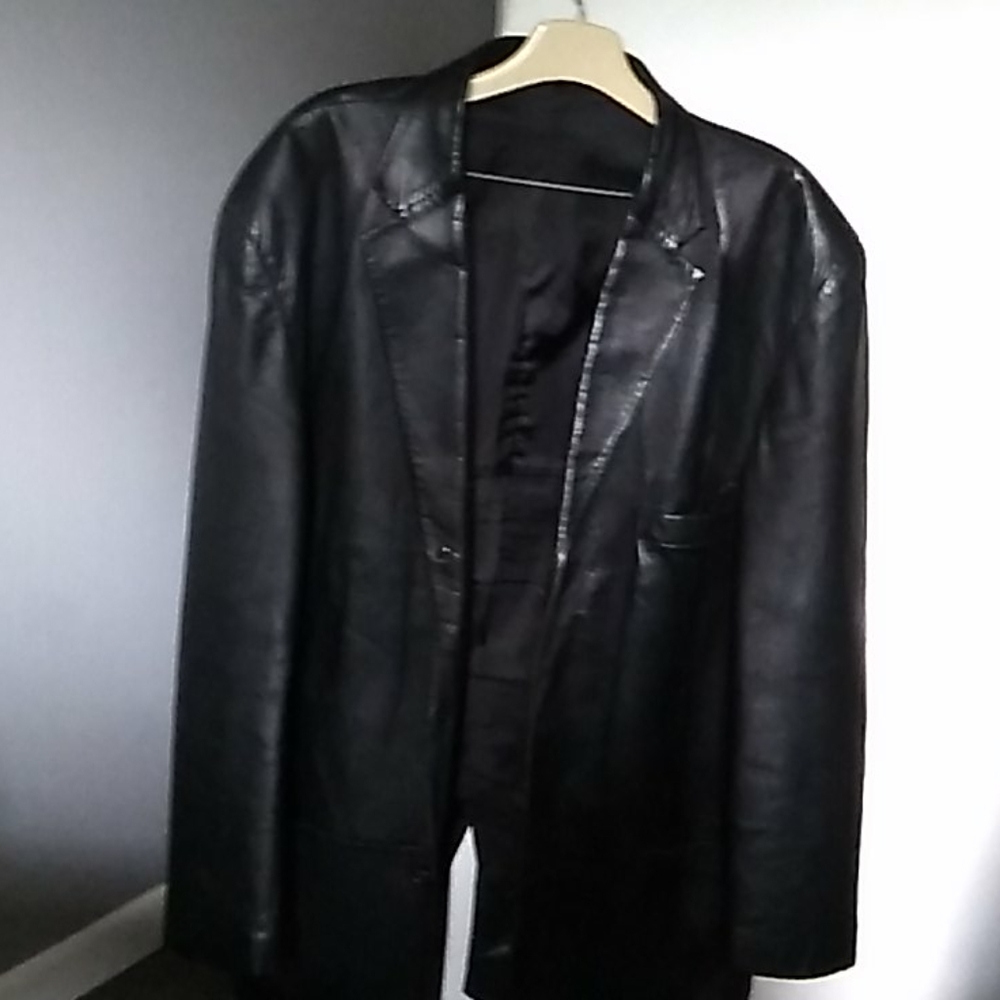 Alfani Mens black leather jacket, xl, 3 buttons